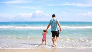 famiglia padre bambino mare vacanza