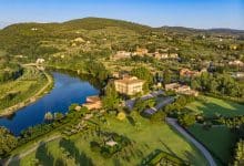 Villa La Massa General drone view at the sunset