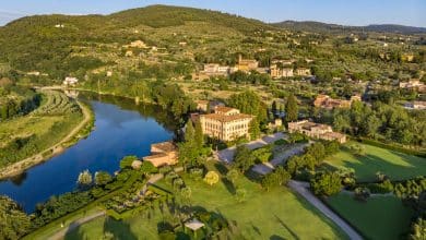 Villa La Massa General drone view at the sunset